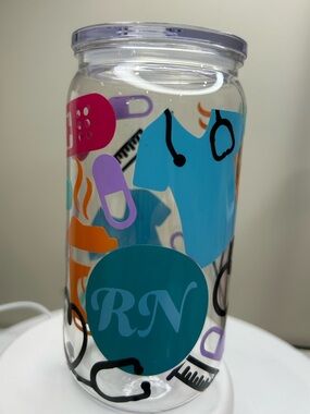 Nurse-Themed Clear tumbler with Teal RN Accent